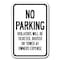 Signmission No Parking Violators Ticketed Booted Towed 12inx18in Hvy Gauge Alum, A-1218 Auto Boot A-1218 Auto Boot - No Parking Violators - alternate 1